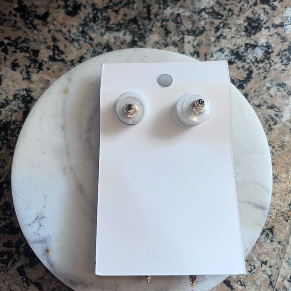 Red Dangling Pierced Earrings - Faux Ruby - Picture 7 of 7